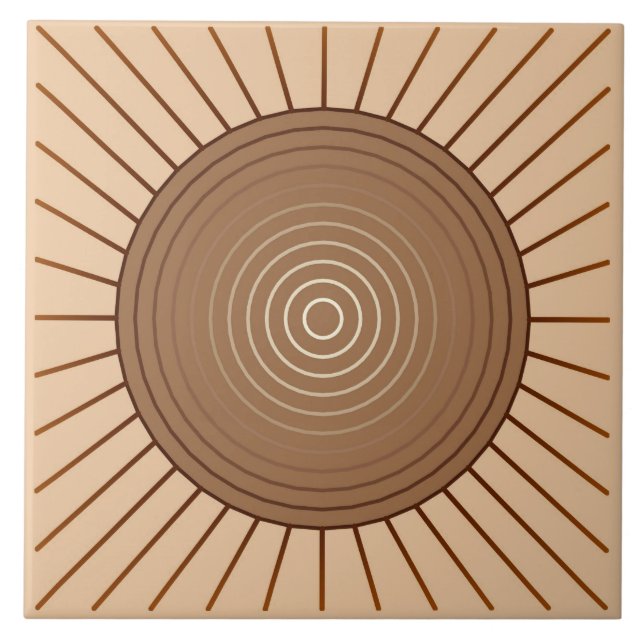 Moderner geometrischer Sonnendurchbruch - Brown Fliese (Vorderseite)