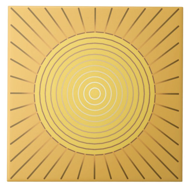 Moderner geometrischer Sonnendurchbruch - Fliese (Vorderseite)