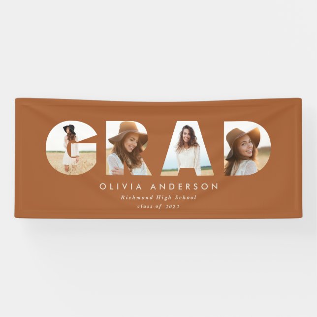 Moderner geometrischer Terracotta Multi-Foto Absch Banner (Horizontal)