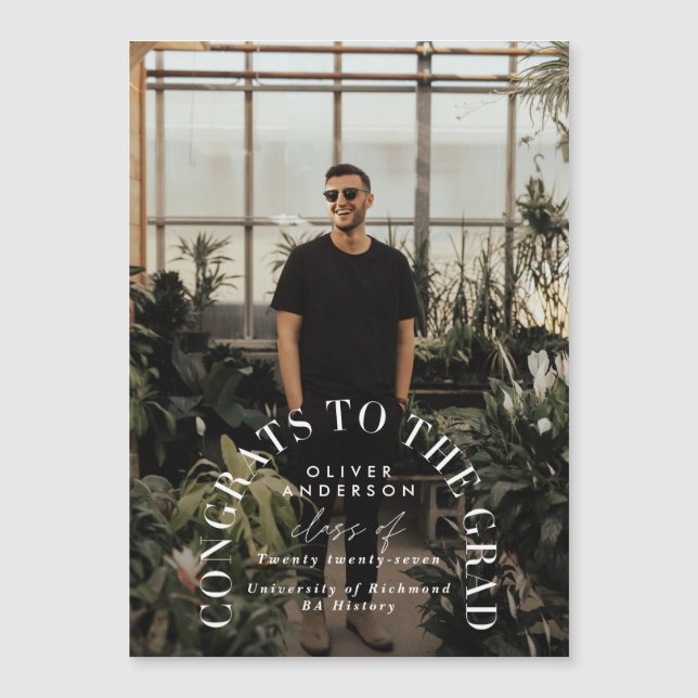 Moderner geometrischer typografischer Foto Bogen A Magnetkarte (Vorderseite)