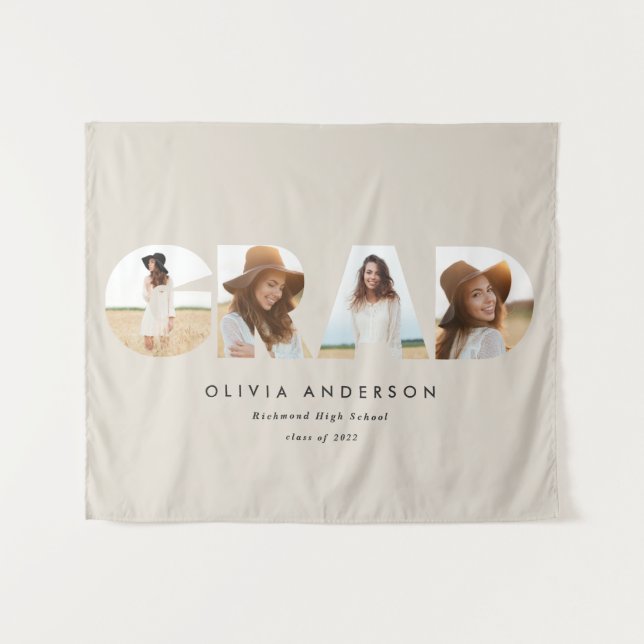 Moderner geometrischer typografischer Foto Bogen A Wandteppich (Vorderseite (Horizontal))