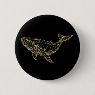 Moderner geometrischer Wal aus Gold Button