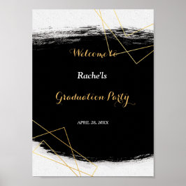 Moderner Geometrismus für Schwarz und Gold Poster
