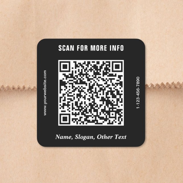 Moderner Geschäfts-QR-Code Schwarz Quadratischer Aufkleber (Modern Business QR Code Black Square Sticker)