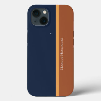 Moderner gestreifter Navy-, Gold- und Bronze-Farbb iPhone Hülle