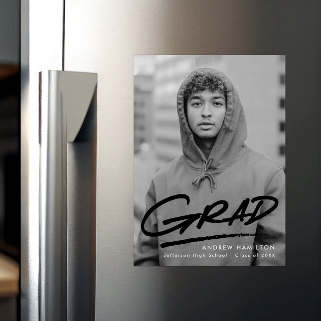 Moderner gestrichelter Abschluss aus schwarzem Fot Magneteinladung (Von Creator hochgeladen)