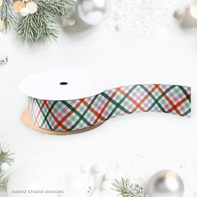Moderner Gingham Holiday Satinband (Ribbon shown in 1.5 in. Choose size and style, satin or grosgrain.)