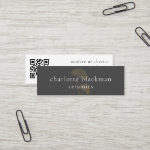 Moderner Gingko-Leaf-QR-Code Mini Visitenkarte