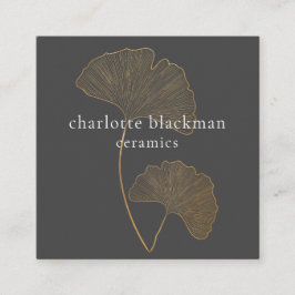 Moderner Gingko-Leaf-QR-Code Quadratische Visitenkarte