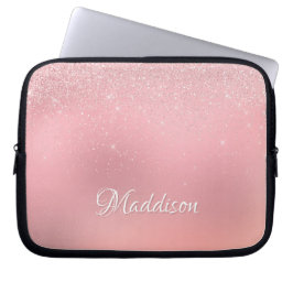 Moderner Girl Blush Pink Silver Glitzer Laptopschutzhülle