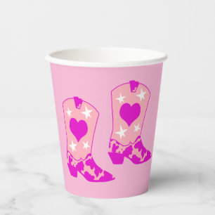 Moderner Girl Cowgirl Western Yeehaw Boot Pink Pappbecher