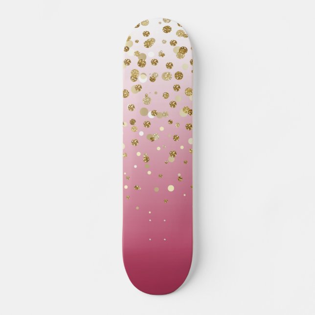 Moderner Girl-Glitzer Konfetti Pink Gradient Skateboard (Vorderseite)