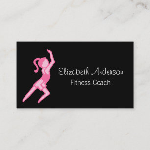 Moderner Girly Girl Pink und Black Fitness Coach Visitenkarte