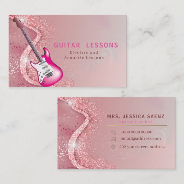 Moderner Gitarrenlehrer Electric & Acoustic Lektio Visitenkarte (Vorne/Hinten)