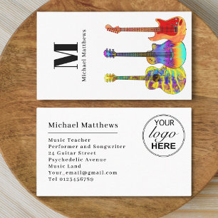 Moderner Gitarrenlehrer Logo professioneller Musik Visitenkarte