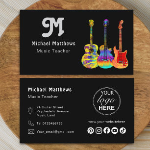Moderner Gitarrenlehrer Musiker Logo Social Media Visitenkarte