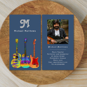 Moderner Gitarrenlehrer Professioneller Musiker Fo Visitenkarte