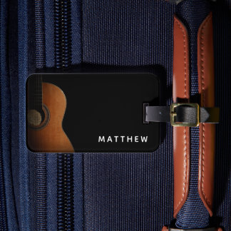 Moderner Gitarrist Schwarz-Weiß-Foto Gepäckanhänger