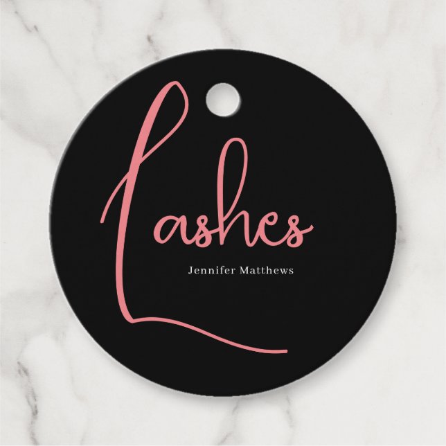 Moderner Glam rosa Neonlashes Techniker Manikurin Geschenkanhänger (Vorderseite)