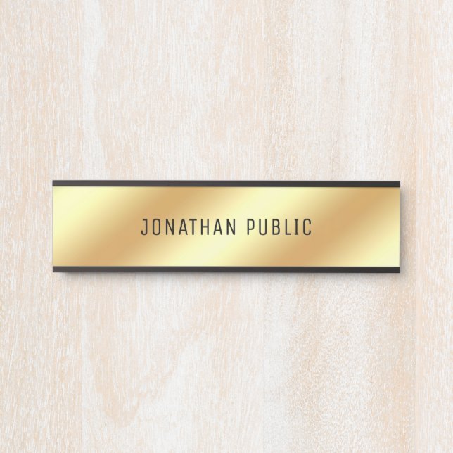 Moderner Glamour Black Gold Elegant Minimalistisch Türschild (Vorderseite )