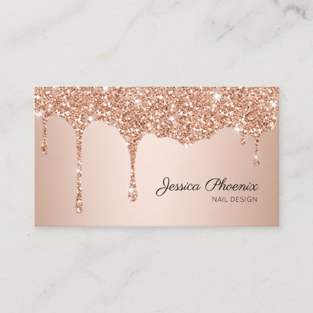 Moderner Glamour ORANGE Rose Gold Glitzer sinkt Visitenkarte (Vorderseite)