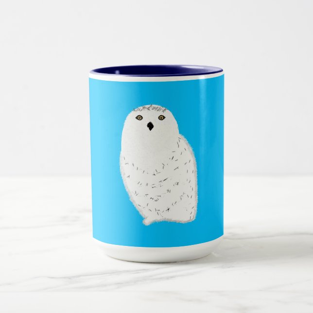 Moderner Glamour-Schnee-Eule Tasse (Zentrum)