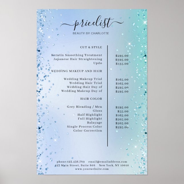 Moderner Glitter-Preisliste Poster (Vorne)