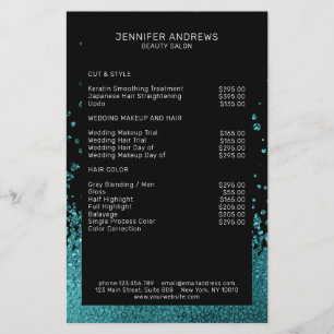 Moderner Glitzer Drop Mint Schwarz Flyer