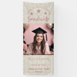 Moderner Glitzer Foto Abschluss Dusty Pink Banner