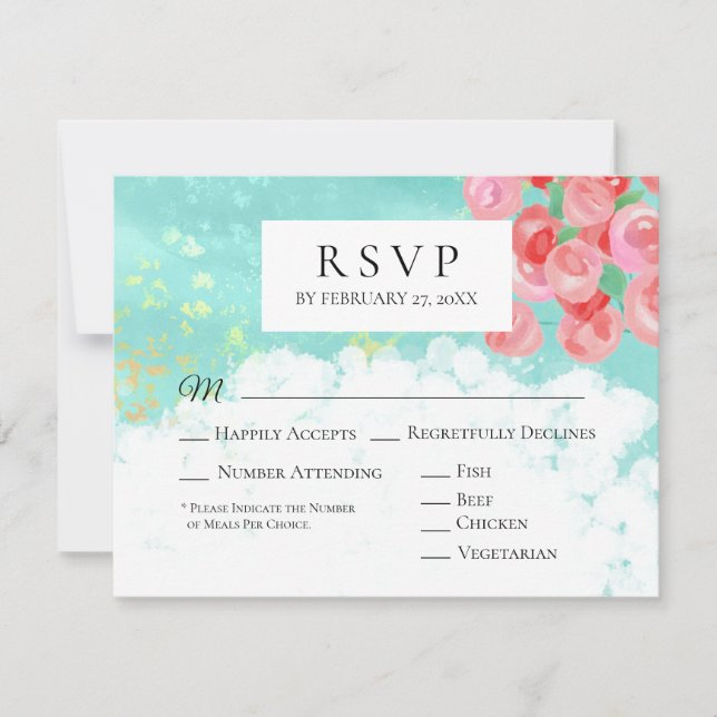 *~* Moderner Glitzer für Abstrakte Blume Hochzeit  RSVP Karte (Vorderseite)