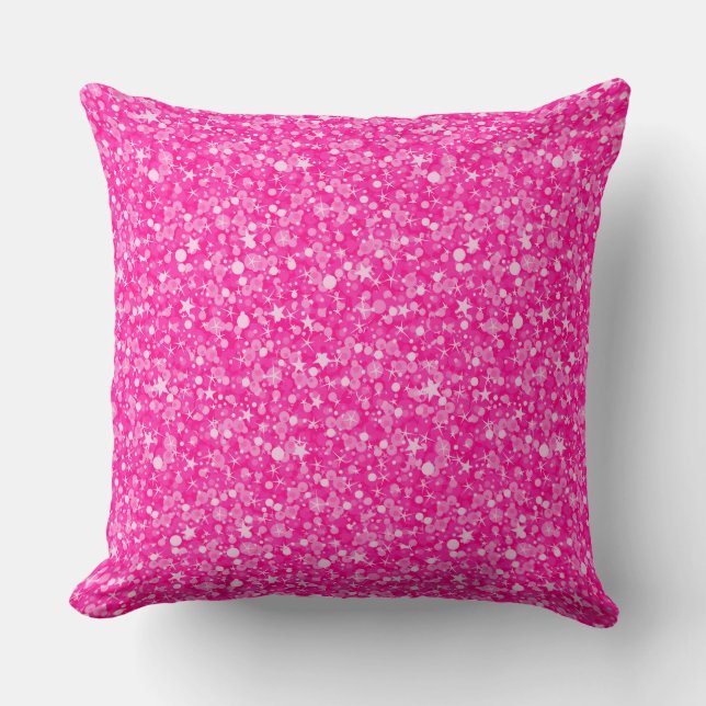 Moderner Glitzer in heißen Rosa und Weiß Kissen (Vorderseite)