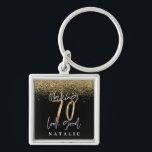 Moderner Glitzer in Schwarz und Gold 70 Geburtstag Schlüsselanhänger<br><div class="desc">Moderne Schwarz-Gold-Effekt-Glitzer 70. Geburtstagsgeschenk. Teil einer eleganten Sammlung.</div>