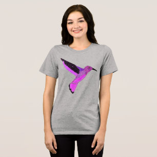 Moderner Glitzer lila rosa Kolibri Tri-Blend Shirt