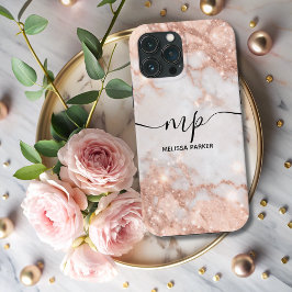 Moderner Glitzer Ombre Marble Chic Mit Monogramm Case-Mate iPhone Hülle