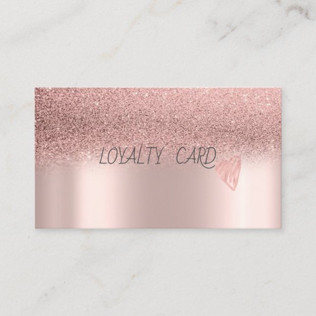 Moderner Glitzer Ombre Rose Gold Hearts Treuekarte (Vorderseite)
