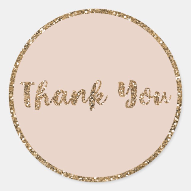 Moderner Glitzer Rose Gold Blush Glam Vielen Dank Runder Aufkleber (Vorderseite)
