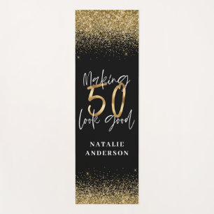 Moderner Glitzer Schwarz und Gold 50. Yogamatte