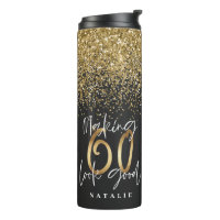 Moderner Glitzer Schwarz und Gold 60. Geburtstag