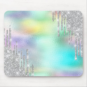 Moderner Glitzer Silver Tropfens Holographic Mousepad