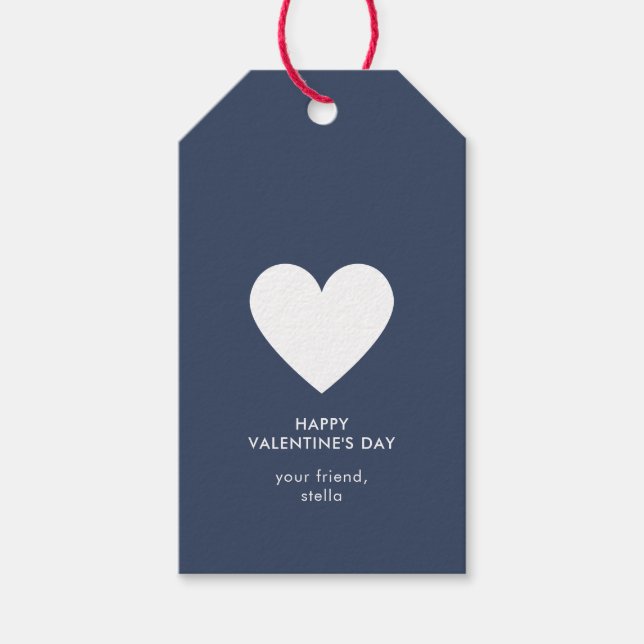Moderner, glücklicher Valentinstag Navy Blue Heart Geschenkanhänger (Vorderseite)