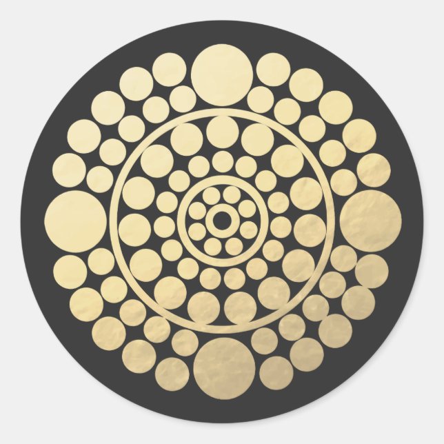 Moderner Gold Black Circle Mandala Runder Aufkleber (Vorderseite)