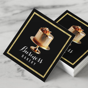 Moderner Gold Cake Zuhause Bäckerei Konditorei Köc Quadratische Visitenkarte