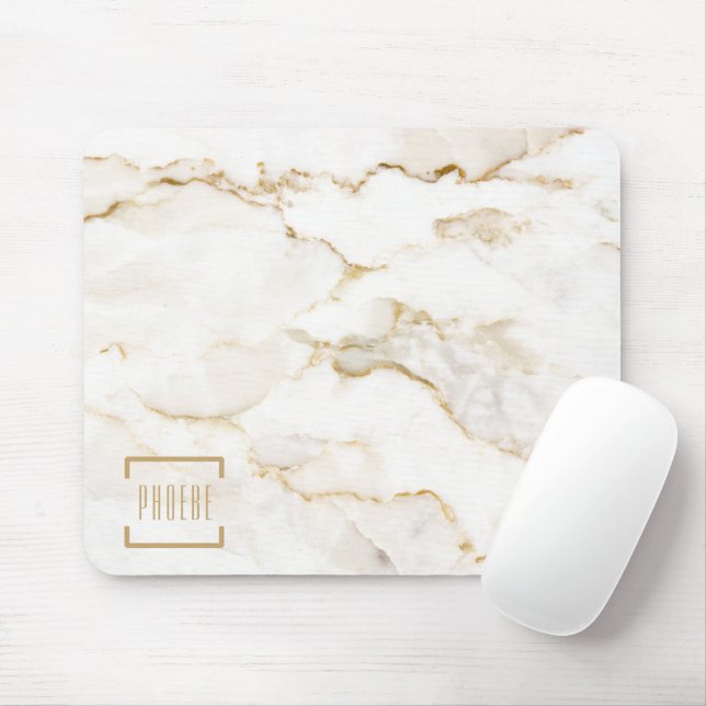 Moderner Gold-Effekt-Marmor-Muster Mousepad (Mit Mouse)