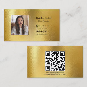 Moderner Gold Foto QR-Code Beruflich Visitenkarte
