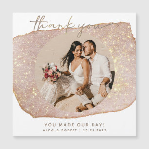 Moderner Gold-Glitter-Foto-Hochzeits-Dankeschön-Ma Magnetkarte