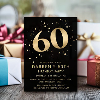 Moderner Gold Glitzer 60. Geburtstag Einladung