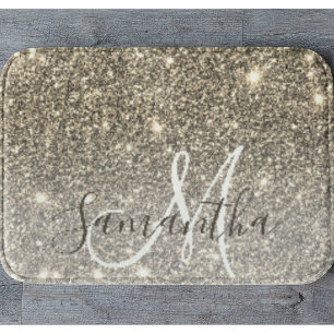 Moderner Gold Glitzer Glitzern Personalisiert Name Badematte