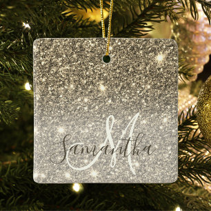 Moderner Gold Glitzer Glitzern Personalisiert Name Keramikornament