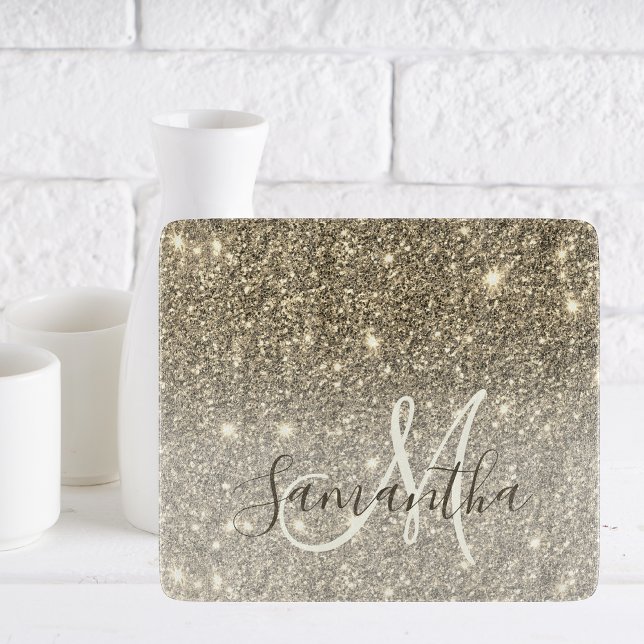 Moderner Gold Glitzer Glitzern Personalisiert Name Schneidebrett (Von Creator hochgeladen)