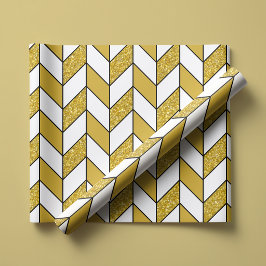 Moderner Gold Glitzer Herringbone Zickzack Geschenkpapier